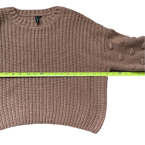 NWOT Moon & Madison Blush Brown Puff Bubble Sleeve Semi Cropped Sweater (size S) - Picture 7 of 7